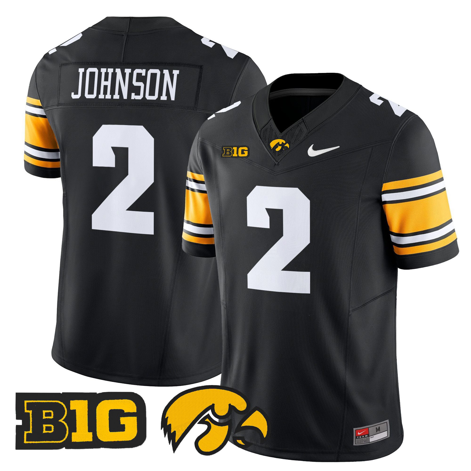 Men Iowa Hawkeyes #2 Johnson Black Nike 2024 Vapor Limited NCAA Jersey style 1